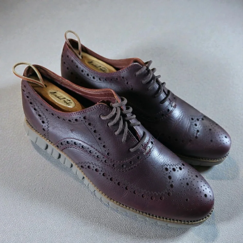 Cole Haan Zerogrand Wingtip Leather Dark‎ Cherry Mens 9 M Oxford Shoes C25004